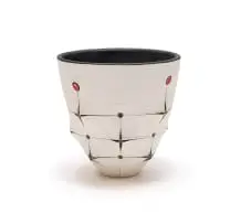 Andile Dyalvane, White Scarified Pot, 2020, glazed stoneware clay with hand-painted underglaze
