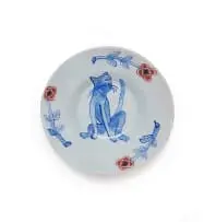 Hylton Nel, Plate with cat and flower motifs, 1994, painted and glazed ceramic