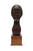 Joss Nell, Kamikaze, carved and painted wood, on a wooden base