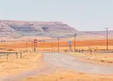 Sipho Ndlovu, Railway Crossing Sign, 2024, oil on canvas