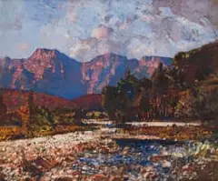 Robert Gwelo Goodman, Landscape with River and Distant Mountains, oil on canvas