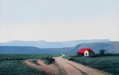 Peter Bonney, House with Red Roof by the Road, 2005, oil on board