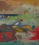 Larry Scully, Abstract Landscape, oil on board