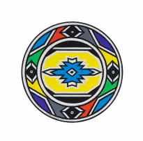 Esther Mahlangu, Untitled (Circular Ndebele Pattern with Blue Centre), 2015, acrylic on canvas