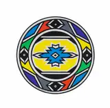 Esther Mahlangu, Untitled (Circular Ndebele Pattern with Blue Centre), 2015, acrylic on canvas