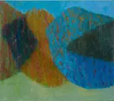 Lettie Gardiner, Abstract in Blue and Green, 2023, oil on canvas