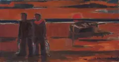 Fishermen and Boat by Maurice van Essche, 1969, oil on canvas, offered Jun 2026