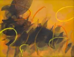 Bill Ainslie, Untitled (Abstract in Orange and Black), oil on canvas