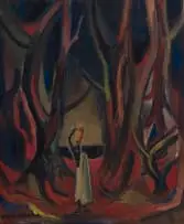 Maurice van Essche, Landscape with Women and Trees, oil on canvas