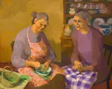 Marjorie Wallace, Martha and Maria, oil on board