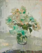 Terence McCaw, Vase of Flowers, 1972, oil on canvas laid down on board