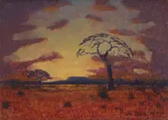 Gert Pietersen, Landscape with Trees and Distant Mountains, 1970, oil on canvas laid down on board