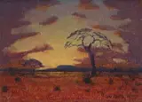 Gert Pietersen, Landscape with Trees and Distant Mountains, 1970, oil on canvas laid down on board