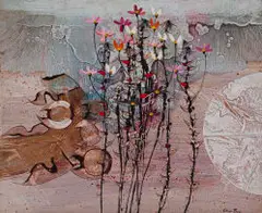 George Boys, Abstract Composition with Cosmos, oil on board