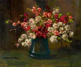 Otto Klar, Flowers in Blue Vase, oil on board