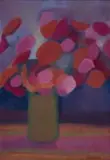 Lettie Gardiner, Abstracted Flowers in a Vase, 1971, oil on canvas laid down on board
