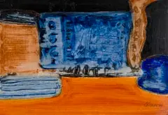 Trevor Coleman, Abstract Composition in Blue and Orange, 1964, oil on card