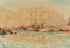 Robert Gwelo Goodman, Study for Harbour with Table Mountain in the Distance, watercolour on paper
