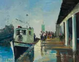 Errol Boyley, Harbour Scene, oil on canvas