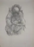 Bill Ainslie, Mother and Child, pencil on paper