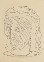 Alexis Preller, Scarified Head, 1944, pen on paper