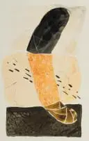 Colbert Mashile, Abstract in Black and Orange, 2020, ink on paper