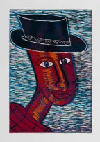 Ezequiel Mabote, Seas of Blues, 2007, colour linocut on paper