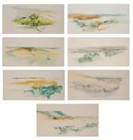 Lynette ten Krooden, Landscapes, seven, 1977, watercolour on paper