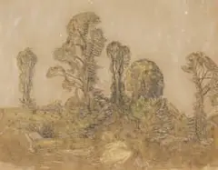George Clausen, Trees in a Landscape, watercolour and pencil on paper