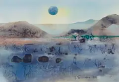 Once in a Blue Moon by Ulrich Schwanecke, 1988, watercolour on paper, sold Jun 2026