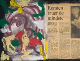 Doris Bloom, Kemien Truer (Chemistry Threatens), mixed media with newspaper on paper