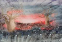 Gordon Vorster, Gemsbok at Dust, watercolour on paper