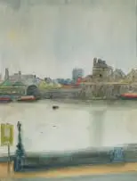 Maud Sumner, Paper Mills, Thames, watercolour and ink on paper