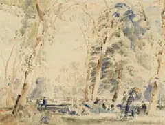 Philip Connard, Park Scene, watercolour, pencil and ink on paper