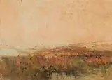 Robert Gwelo Goodman, Landscape with Lake and Building, watercolour on paper