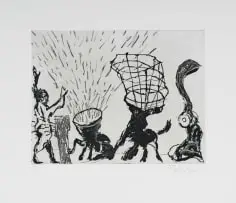 Figure with Frantic Sound, from Give and Take series by William Kentridge, 2001, etching, sugarlift and aquatint on paper, sold Jun 2026