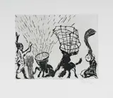 William Kentridge, Figure with Frantic Sound, from Give and Take series, 2001, etching, sugarlift and aquatint on paper