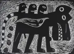 Norman Catherine, Ju-Ju, linocut on paper