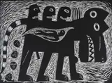 Norman Catherine, Ju-Ju, linocut on paper
