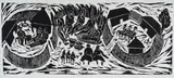James Mphahlele, Dialoga Part 22 (The Prisoners), 1987, linocut on paper