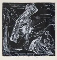 Armando Baldinelli, Scene with Figures and Sun, ink and pen on paper