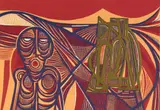 Cecil Skotnes, Figure, from the Man's Gold portfolio, 1977, colour woodcut on paper