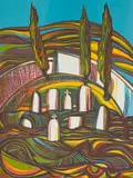 Cecil Skotnes, Village Churchyard, from In Memoriam Charles Eglington, 1975, colour woodcut on paper