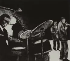 Sam Nhlengethwa, Performance I, 2010, aquatint on paper