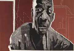 Sifiso Gumede, I'm Influenced by the Events..., 2015, colour linocut on paper