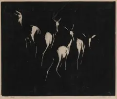 Buck by Zakkie Eloff, 1958, linocut on rice paper, sold Jun 2026
