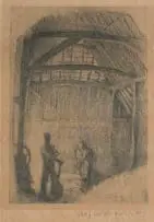 George Clausen, Study for Old Barn, 1897, lithograph on paper