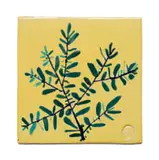Ruan Hoffmann, Tile in yellow with sprig, 2003, painted and glazed ceramic