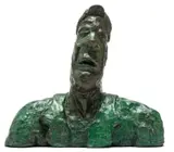 Velaphi (George) Mzimba, Head of a Man, bronze with a green patina