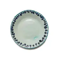 Ruan Hoffmann, Plate with blue water droplet border, 2004, painted and glazed ceramic